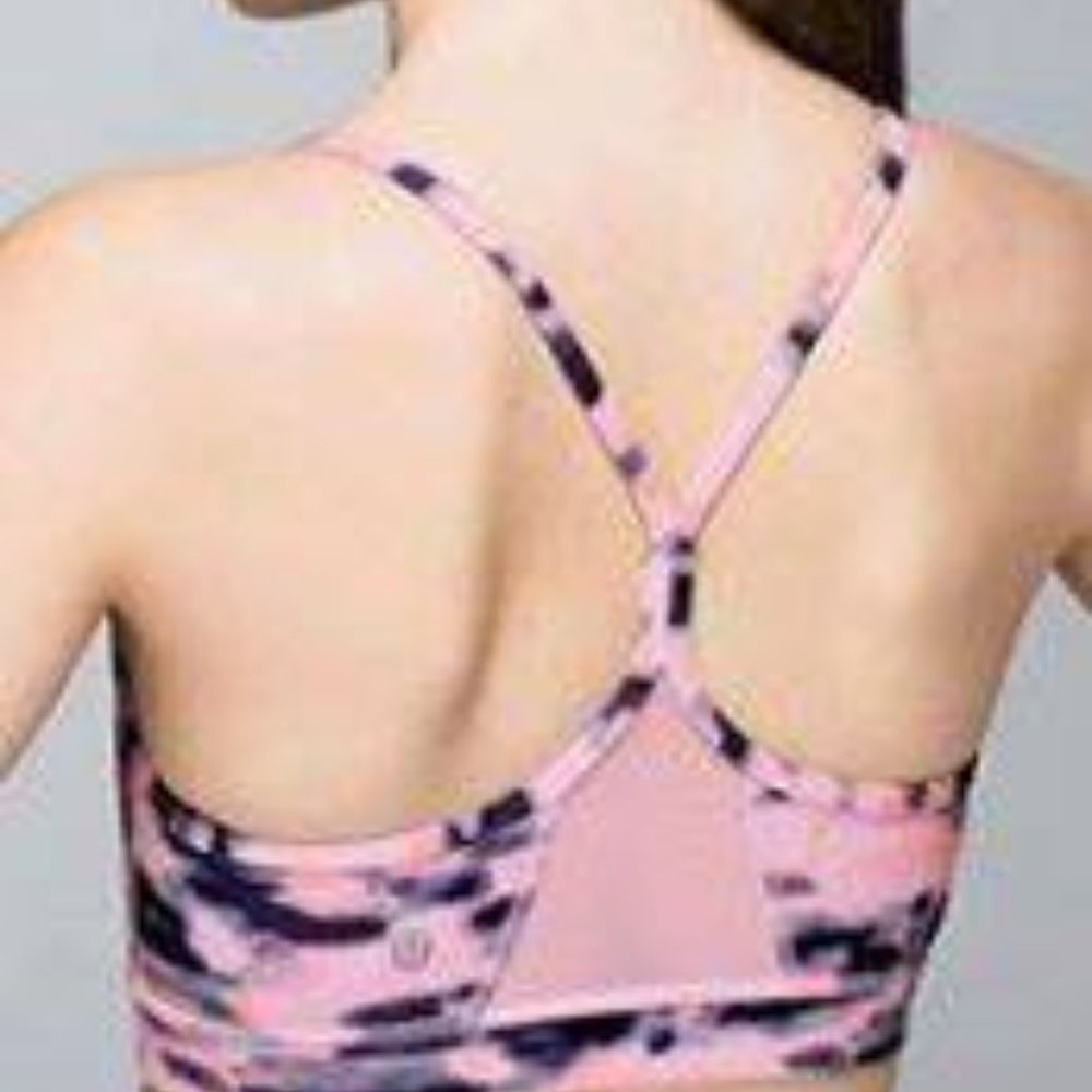 Lululemon wamo camo barely pink Flow Y bra sz 10